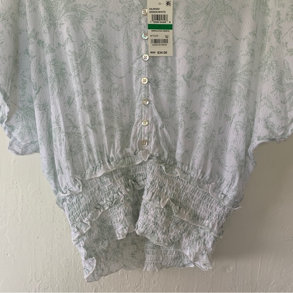 Planet Gold Absolutely Brit Smocked Waist Blouse - Picture 4 of 7